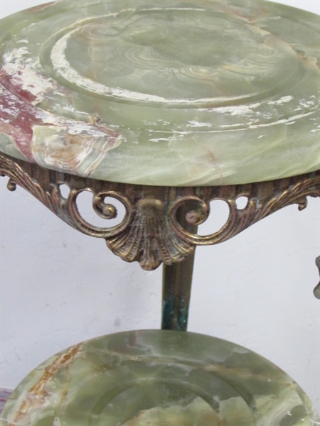 EYE CATCHING SOLID BRASS & GREEN ONYX PLANT STAND