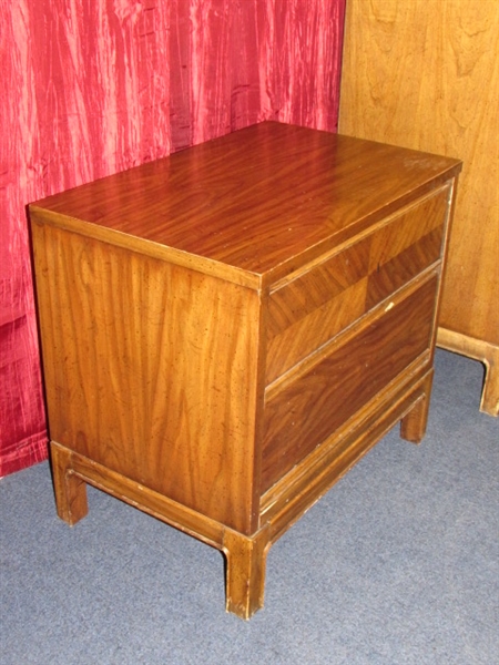 VINTAGE TALLBOY DRESSER & MATCHING 2 DRAWER NIGHT STAND FROM DIXIE FURNITURE CO.