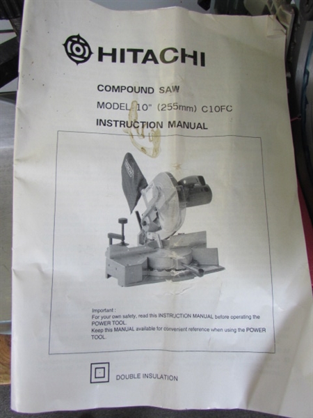 GREAT HITACHI 10 COMPOUND SAW ON METAL BASE