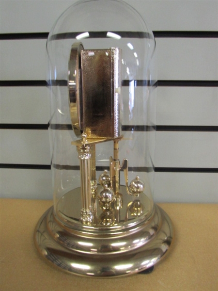 ELEGANT ANNIVERSARY CLOCK-WITH 12 TALL GLASS DOME