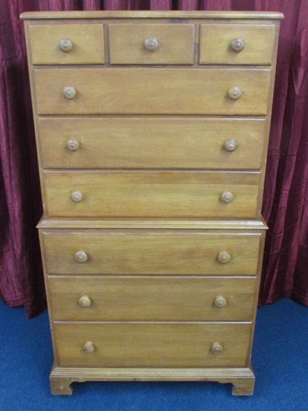 PRETTY VINTAGE BIRCHWOOD CHEST ON CHEST STACK DRESSER