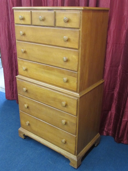 PRETTY VINTAGE BIRCHWOOD CHEST ON CHEST STACK DRESSER