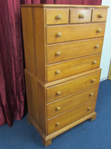 PRETTY VINTAGE BIRCHWOOD CHEST ON CHEST STACK DRESSER