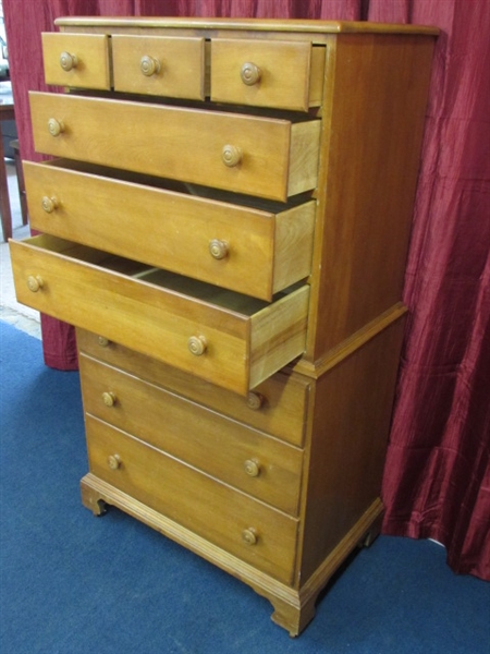 PRETTY VINTAGE BIRCHWOOD CHEST ON CHEST STACK DRESSER