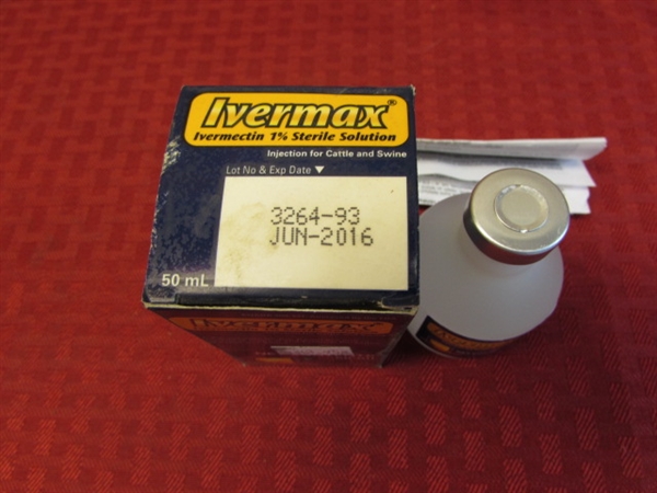 UNOPENED IVERMAX DEWORMER FOR CATTLE OR SWINE-50 ml EXP DATE JUN 2016