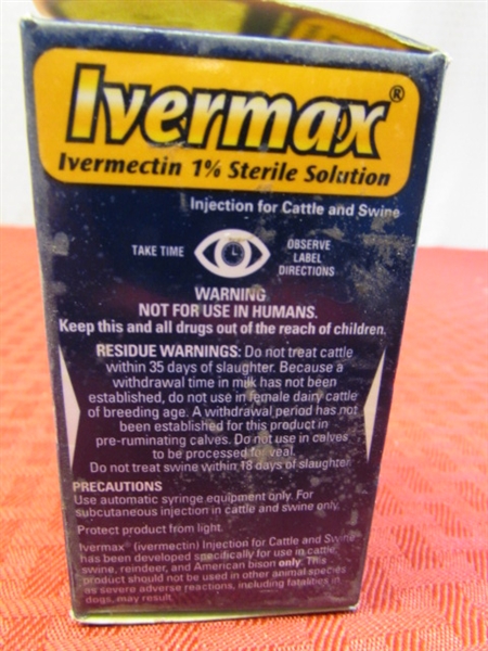 UNOPENED IVERMAX DEWORMER FOR CATTLE OR SWINE-50 ml EXP DATE JUN 2016