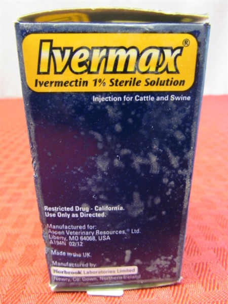 UNOPENED IVERMAX DEWORMER FOR CATTLE OR SWINE-50 ml EXP DATE JUN 2016