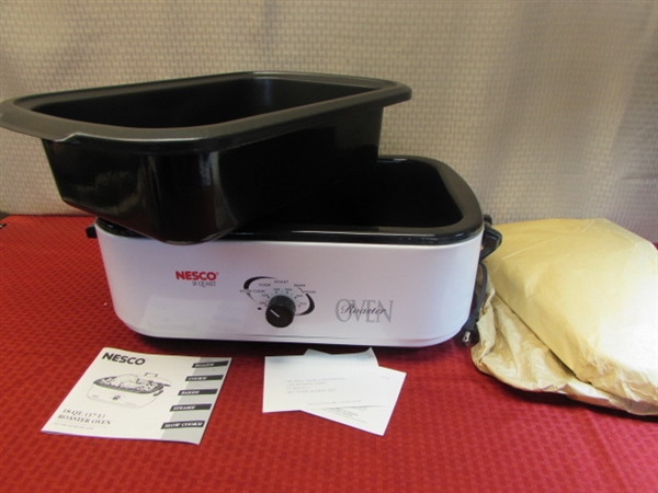 PROFESSIONAL 18QT NESCO ROASTING OVEN WITH REMOVABLE NONSTICK PAN & RACK- NEW IN BOX