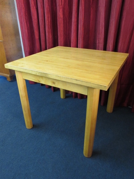 GREAT SOLID WOOD BUTCHER BLOCK TABLE FOR YOUR KITCHEN, CRAFT ROOM, PLAY ROOM OR ? ? ?