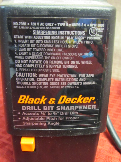 BLACK & DECKER ELECTRIC DRILL BIT SHARPENER