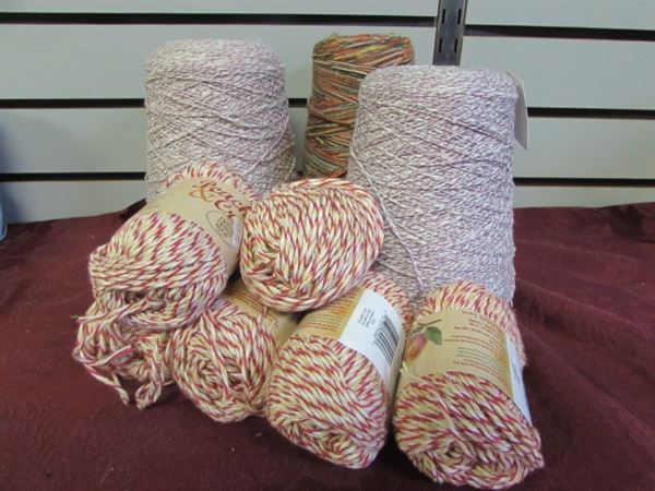 LOADS OF COTTON PEACHES & CREAM/SUGAR & CREAM 4-PLY YARN-CONE YARN & SKEINS-THESE MAKE GREAT DISHCLOTHS!