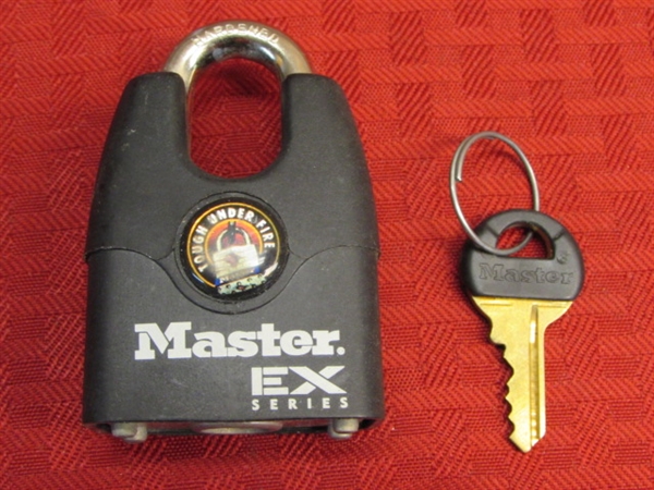 UNDER LOCK & KEY-THREE LOCKS INCLUDES COOL VINTAGE SLAYMAKER BIKE LOCK