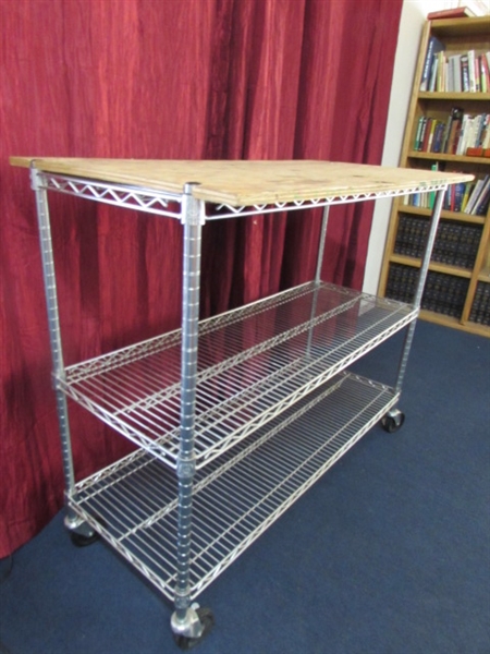 NICE HEAVY DUTY ROLLING SHELVING UNIT PERFECT FOR THE GREENHOUSE OR ? ? ?