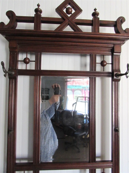 ANTIQUE HALL TREE WITH UMBRELLA STAND