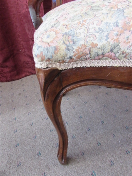 ANTIQUE VICTORIAN CARVED BALLOON BACK & UPHOLSTERED CHAIR #2