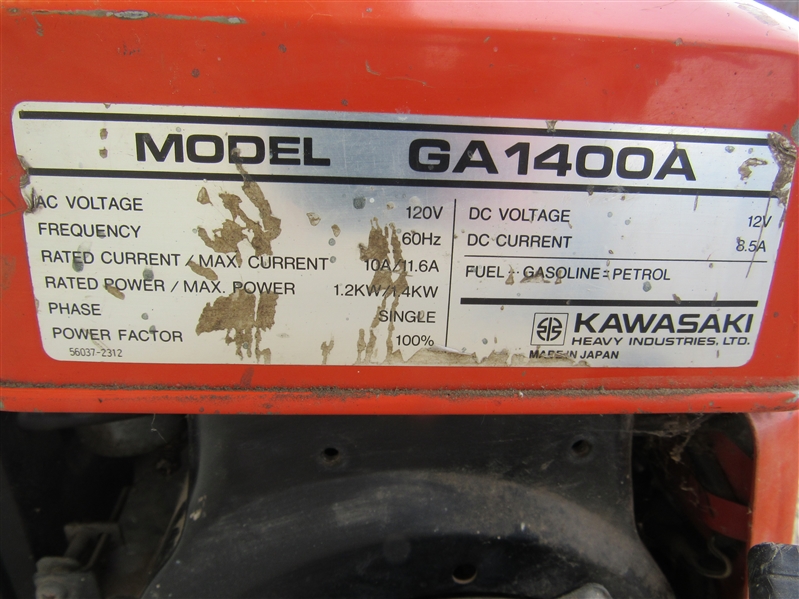 KAWASAKI GENERATOR MODEL GA 1400 A   