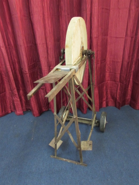 PRIMITIVE GRINDING WHEEL WITH PEDAL STAND