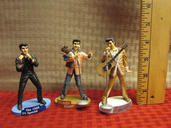 COLLECTIBLE ELVIS MEMORABILIA-PLAYING CARDS, TIN & FIGURINES