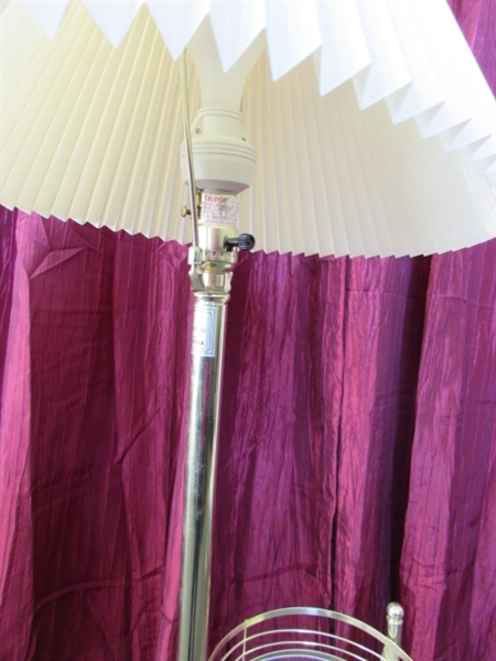 ATTRACTIVE POLISHED BRASS FLOOR LAMP WITH THREE TIERED HOLDERS-PLANT STAND? YOU NAME IT!