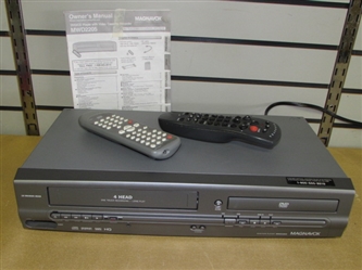 WATCH VHS & DVDS! MAGNAVOX DVD/CD PLAYER WITH VIDEO CASSETTE RECORDER & TWO REMOTES