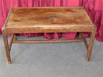 PRIMITIVE WOOD BENCH, ALSO MAKES A CUTE PLANT STAND