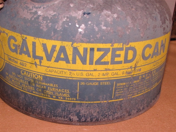 TWO VINTAGE EAGLE GALVANIZED GAS CANS