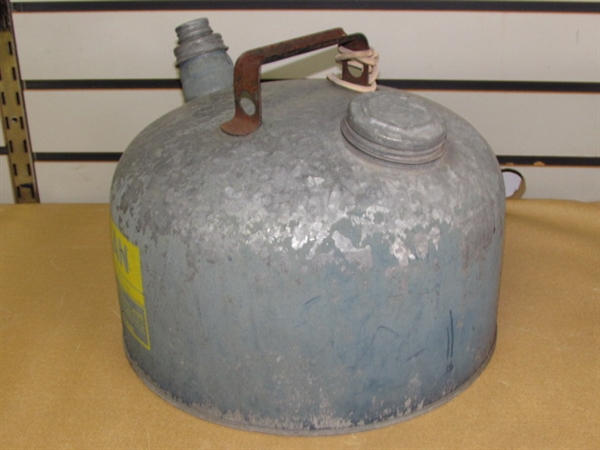 TWO VINTAGE EAGLE GALVANIZED GAS CANS