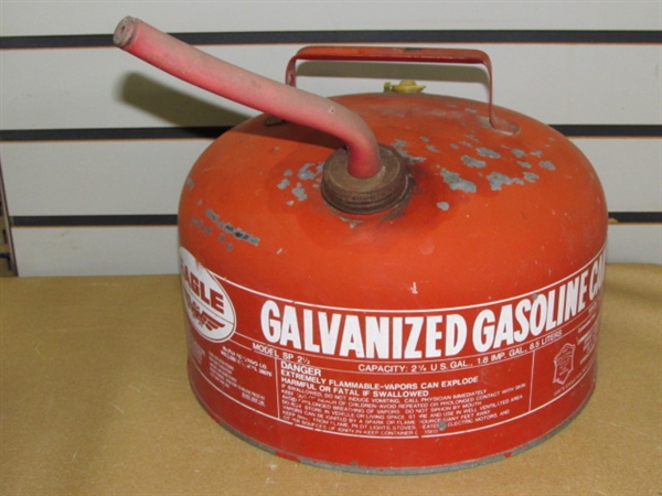 TWO VINTAGE EAGLE GALVANIZED GAS CANS