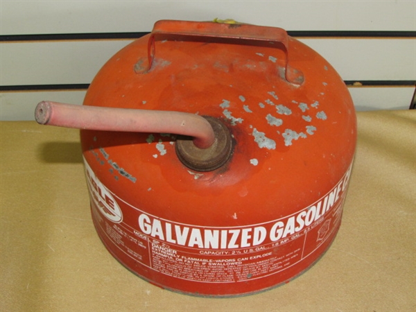 TWO VINTAGE EAGLE GALVANIZED GAS CANS