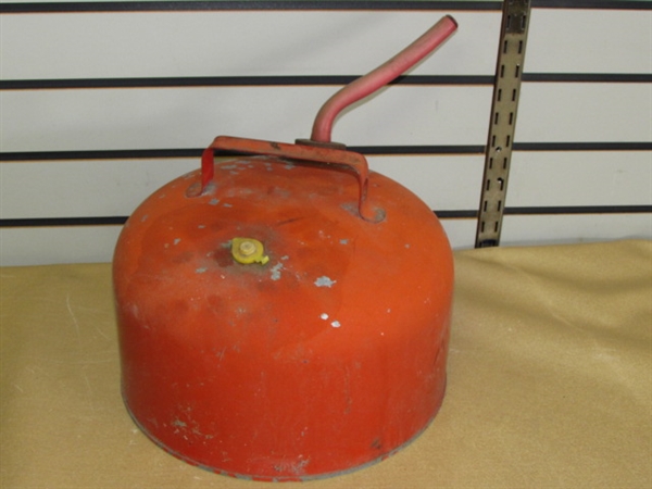 TWO VINTAGE EAGLE GALVANIZED GAS CANS