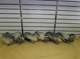 SIX VINTAGE DUCK DECOYS-TAKE EM HUNTING OR PUT THEM IN YOUR YARD