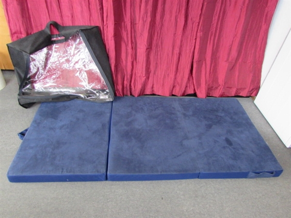 SLEEP COMFORTABLY ANYWHERE ON THIS FOLD OUT FOAM PAD!  OVER 3 THICK & LINED IN MICROSUEDE