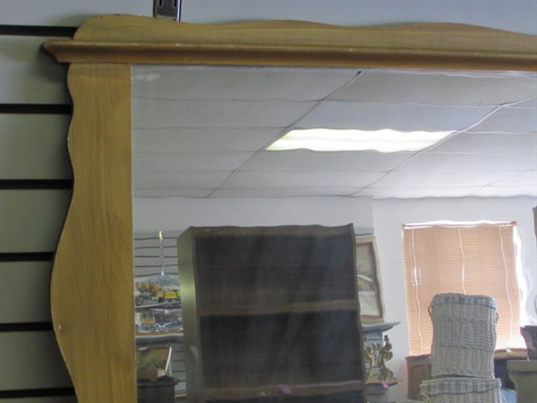 OLD WOOD FRAMED MIRROR-CHECK OUT THE GLASS!