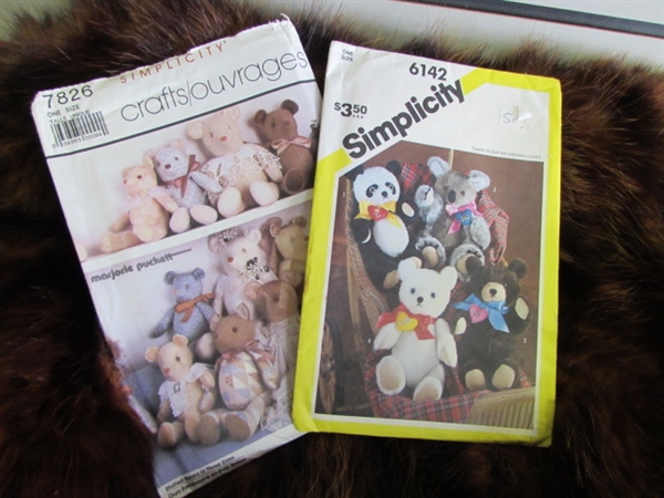 MAKE YOUR OWN TEDDY BEARS!  ADORABLE VINTAGE TEDDY BEAR PATTERNS & A REAL VINTAGE FUR COAT