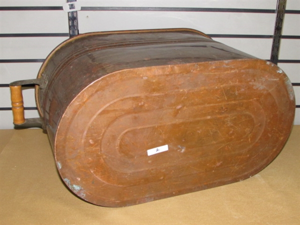 FABULOUS VINTAGE REVERE WARE COPPER WASH TUB WITH WOOD HANDLES-SO MANY USES!