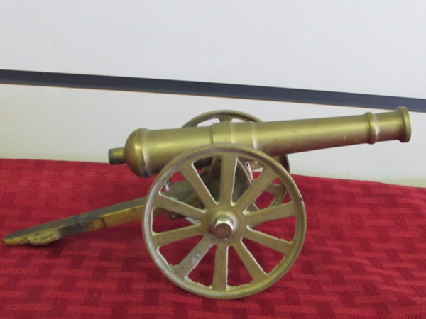 Lot Detail - VINTAGE MINIATURE BRASS CANNON! CANNON MOVES UP & DOWN ...