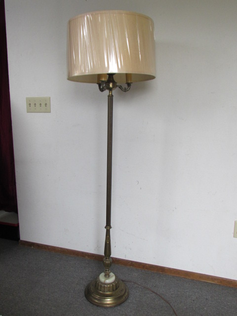 Lot Detail - ANTIQUE TORCHIERE STYLE FLOOR LAMP BRASS WITH ONYX