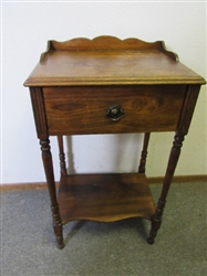 WELL CONSTRUCTED All WOOD ENTRY HALL TABLE WITH DRAWER & LOWER SHELF