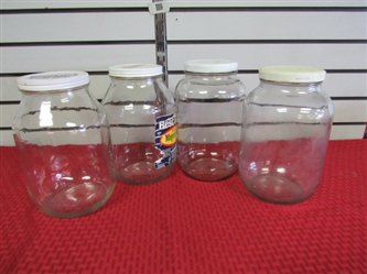 FOUR 1 GALLON GLASS JARS PLUS ONE MORE THAT WE FOUND TOO LATE TO PHOTO