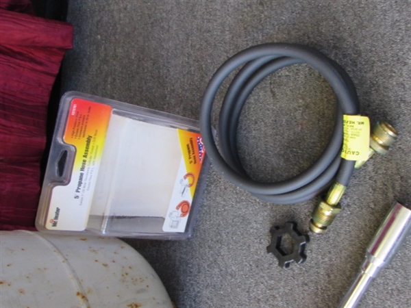 PROPANE WEED TORCH WITH NEW 5' LENGTH OF HOSE & 5 GAL/20 LB. PROPANE TANK