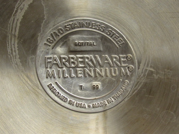 FARBERWARE MILLENNIUM 8 QUART 18/10 STAINLESS STEEL STOCK POT