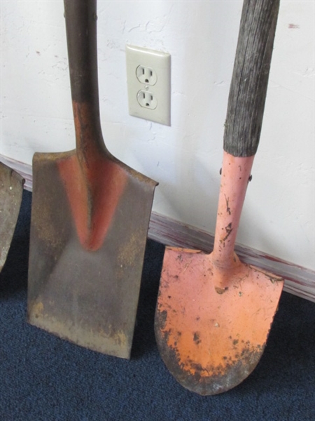 GET GARDENING-THREE TYPES OF SHOVELS, CULTIVATOR & A PICK