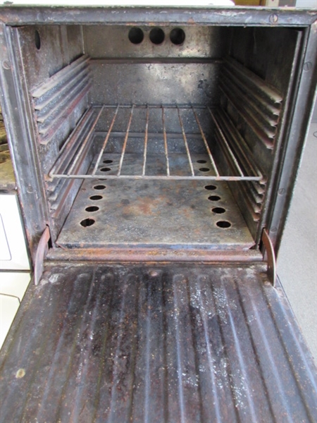 WONDERFUL ANTIQUE ENAMELED GAS/WOOD COOK STOVE