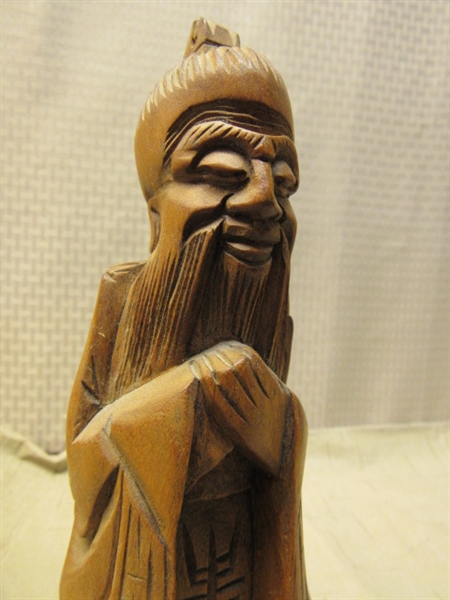 HAND CARVED ASIAN WOODEN FIGURE