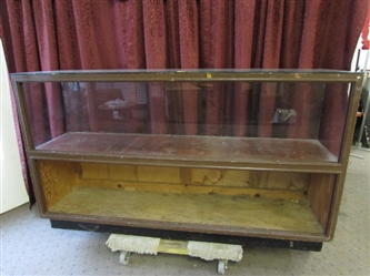 LARGE WOOD AND GLASS DISPLAY CASE