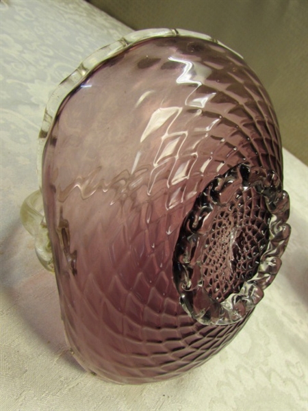 PRETTY IN PURPLE: GLASS BELL, GLASS BASKET, OVERSIZED WINE GLASS