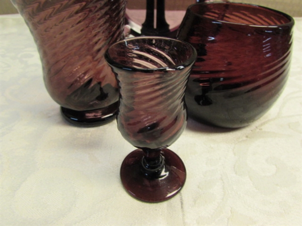 PURPLE GLASS CANDLE HOLDERS