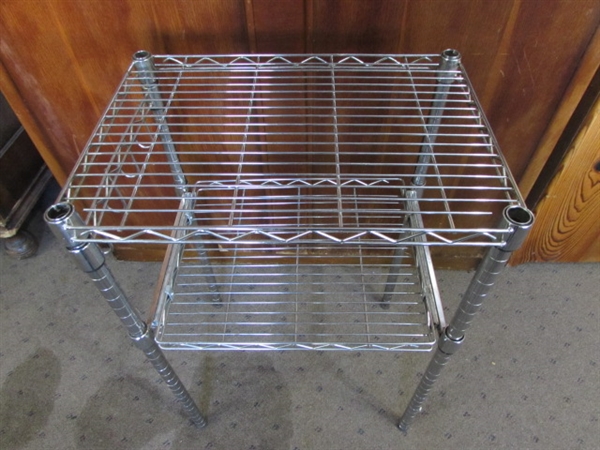 SMALL METAL SHELF UNIT WITH HOOKS