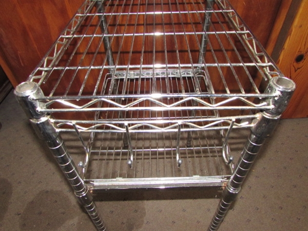 SMALL METAL SHELF UNIT WITH HOOKS