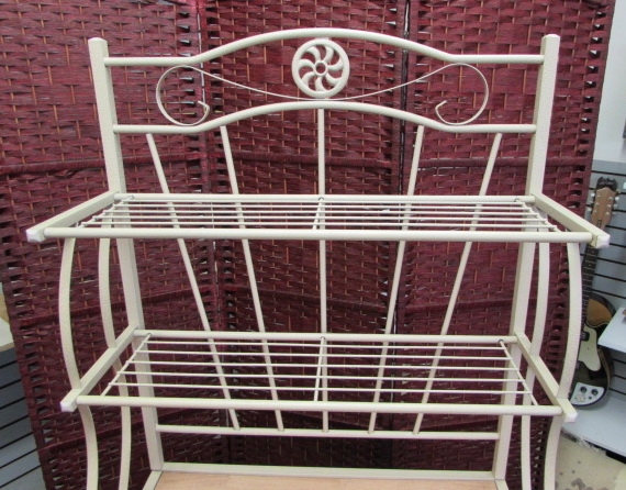 LIKE NEW IVORY AND WOOD BAKERS RACK